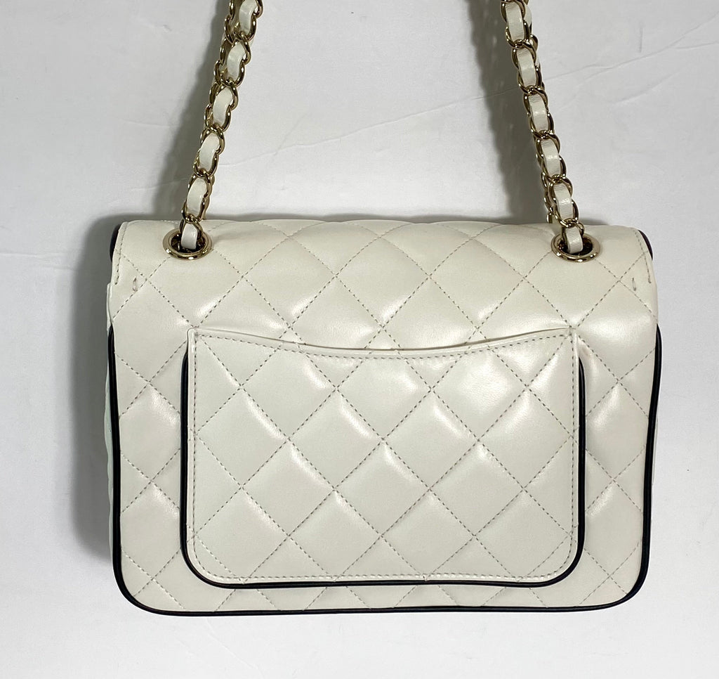 CHANEL QUILTED LAMBSKIN MINI GRAPHIC FRAME FLAP BAG