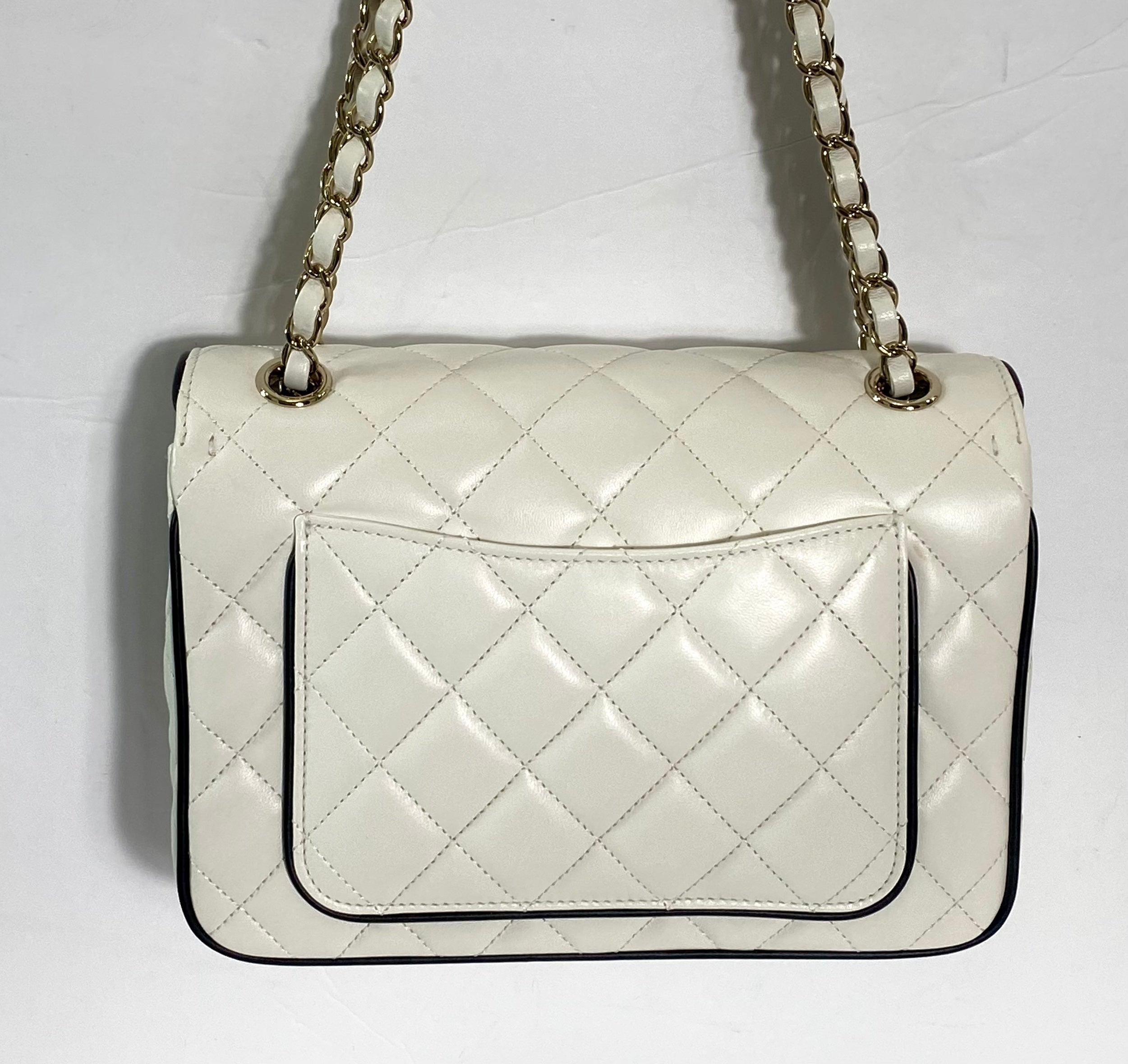 CHANEL QUILTED LAMBSKIN MINI GRAPHIC FRAME FLAP BAG