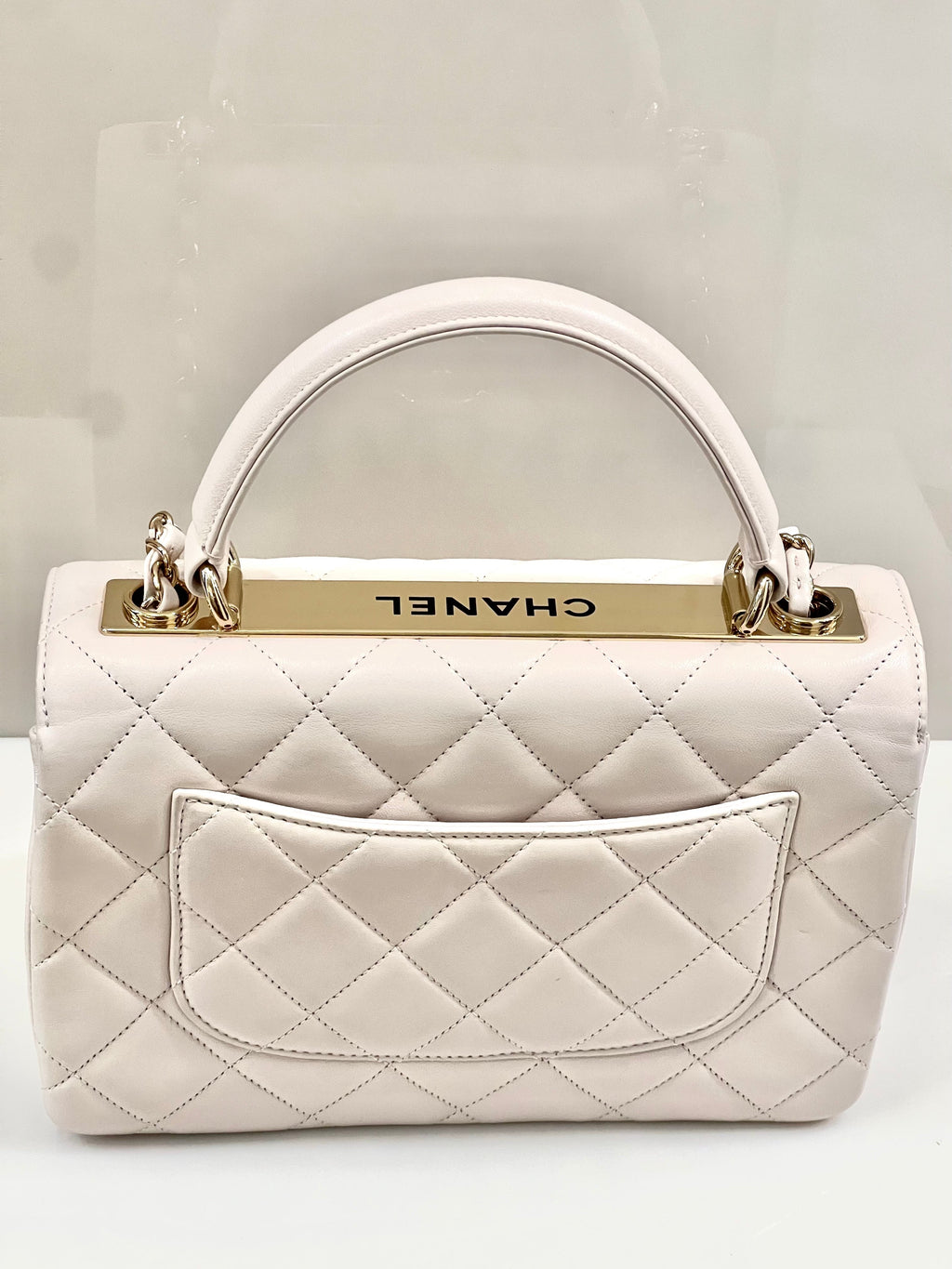 CHANEL QUILTED LAMBSKIN SMALL TRENDY CC HANDLE FLAP BAG PALE PINK