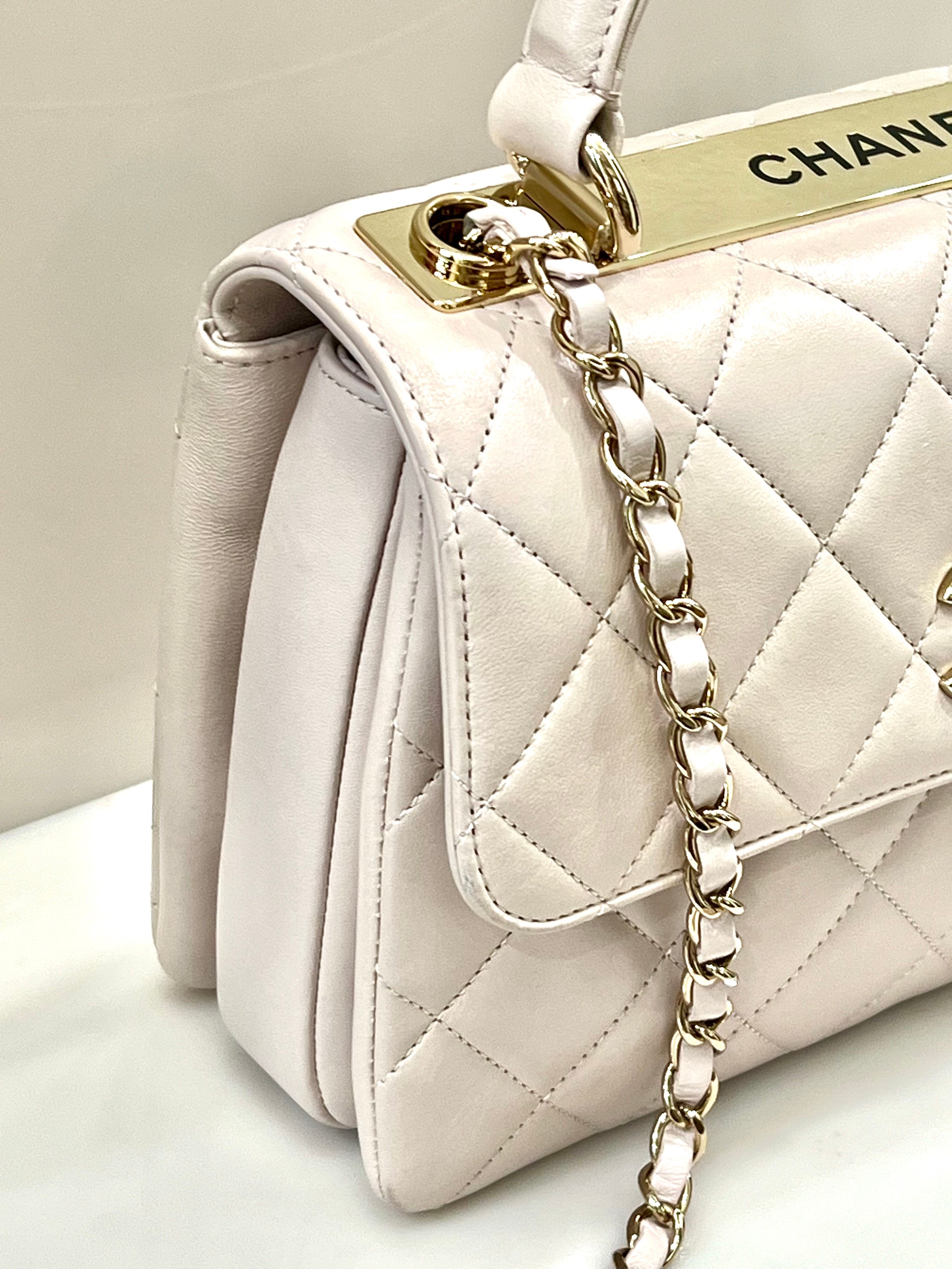 CHANEL QUILTED LAMBSKIN SMALL TRENDY CC HANDLE FLAP BAG PALE PINK