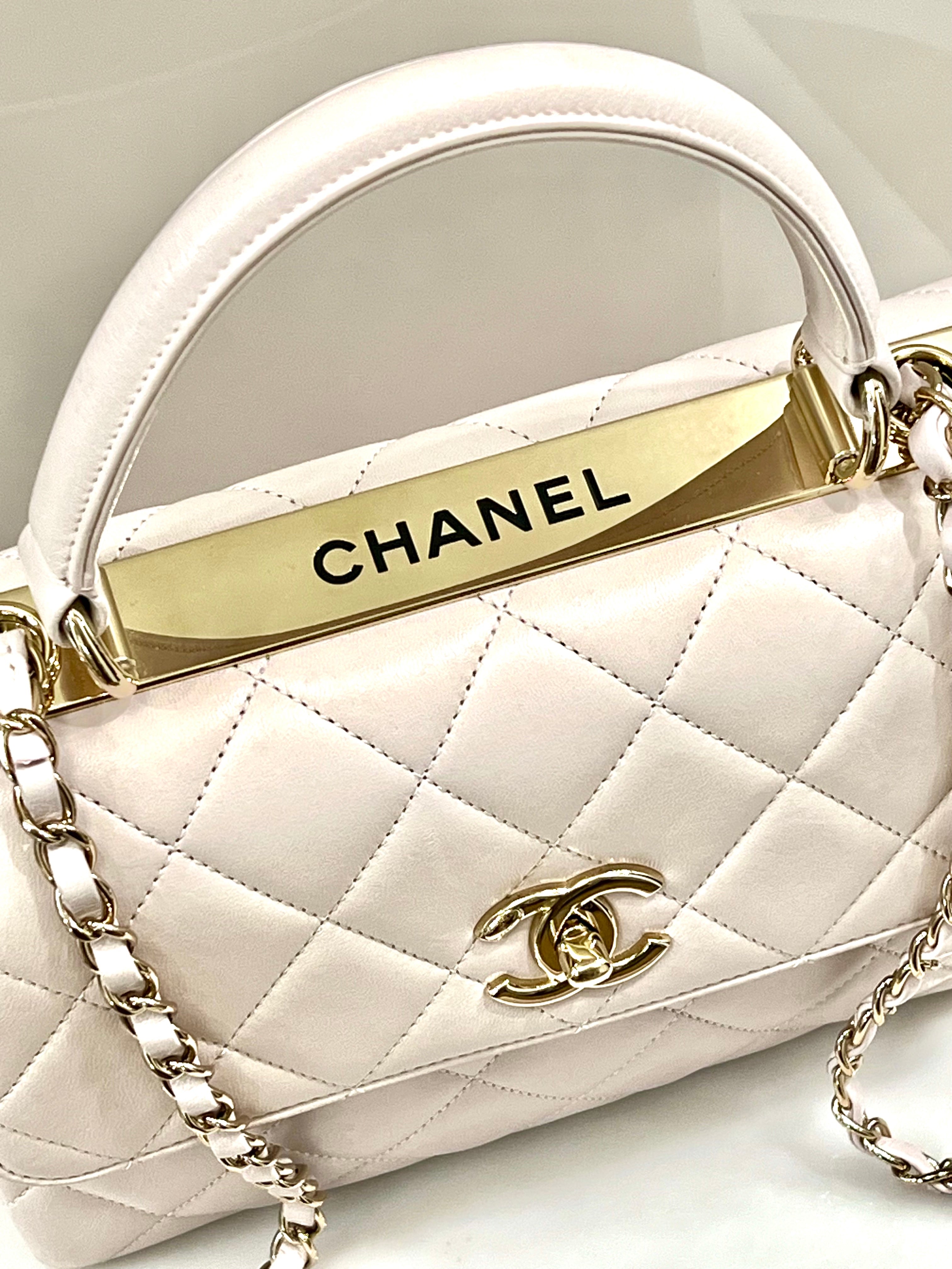 CHANEL QUILTED LAMBSKIN SMALL TRENDY CC HANDLE FLAP BAG PALE PINK