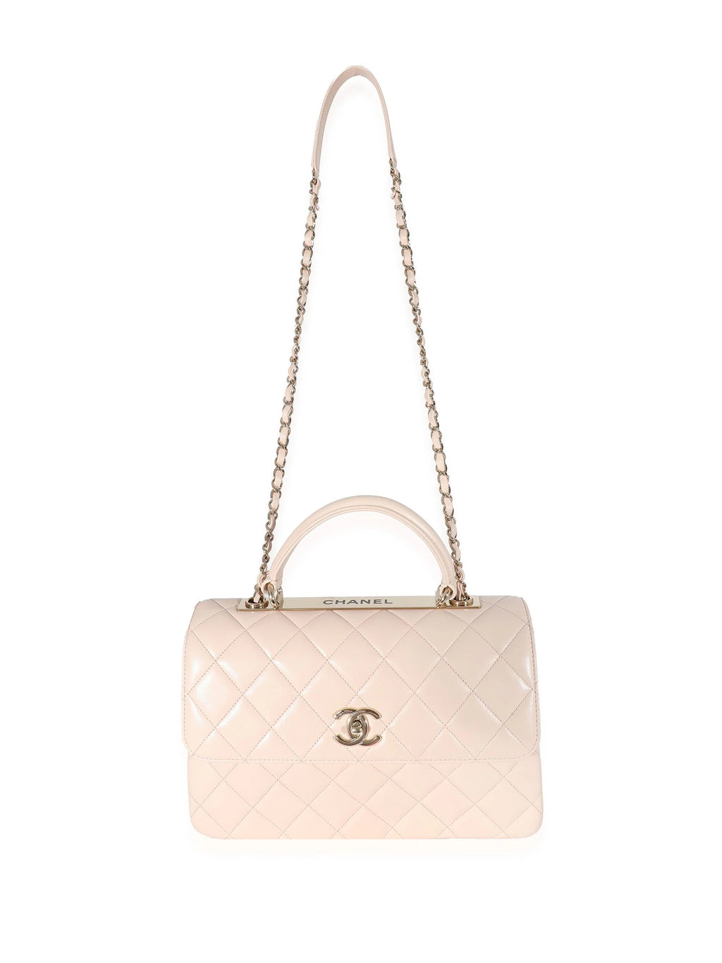 CHANEL QUILTED LAMBSKIN SMALL TRENDY CC HANDLE FLAP BAG PALE PINK