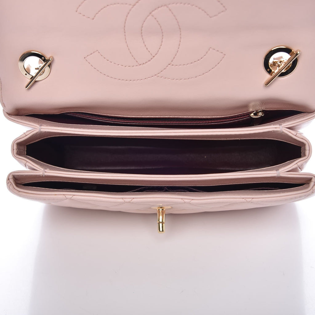 CHANEL QUILTED LAMBSKIN SMALL TRENDY CC HANDLE FLAP BAG PALE PINK