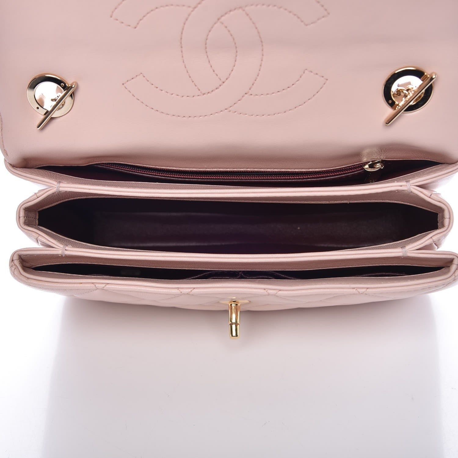 CHANEL QUILTED LAMBSKIN SMALL TRENDY CC HANDLE FLAP BAG PALE PINK