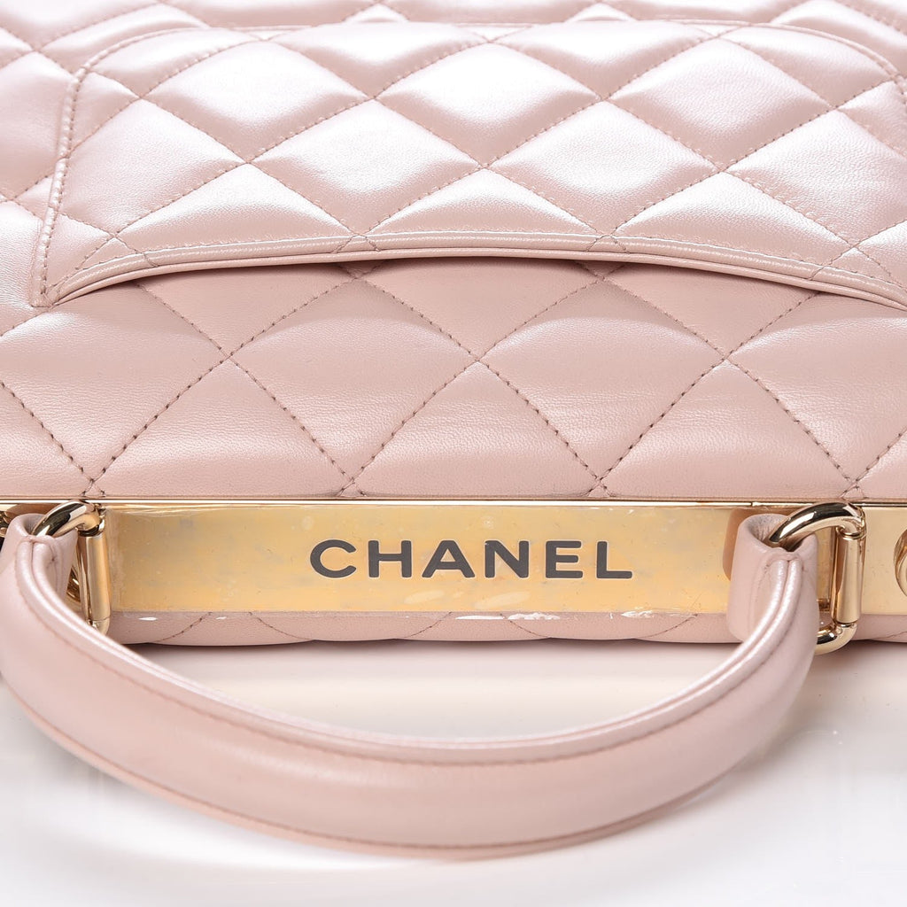 CHANEL QUILTED LAMBSKIN SMALL TRENDY CC HANDLE FLAP BAG PALE PINK