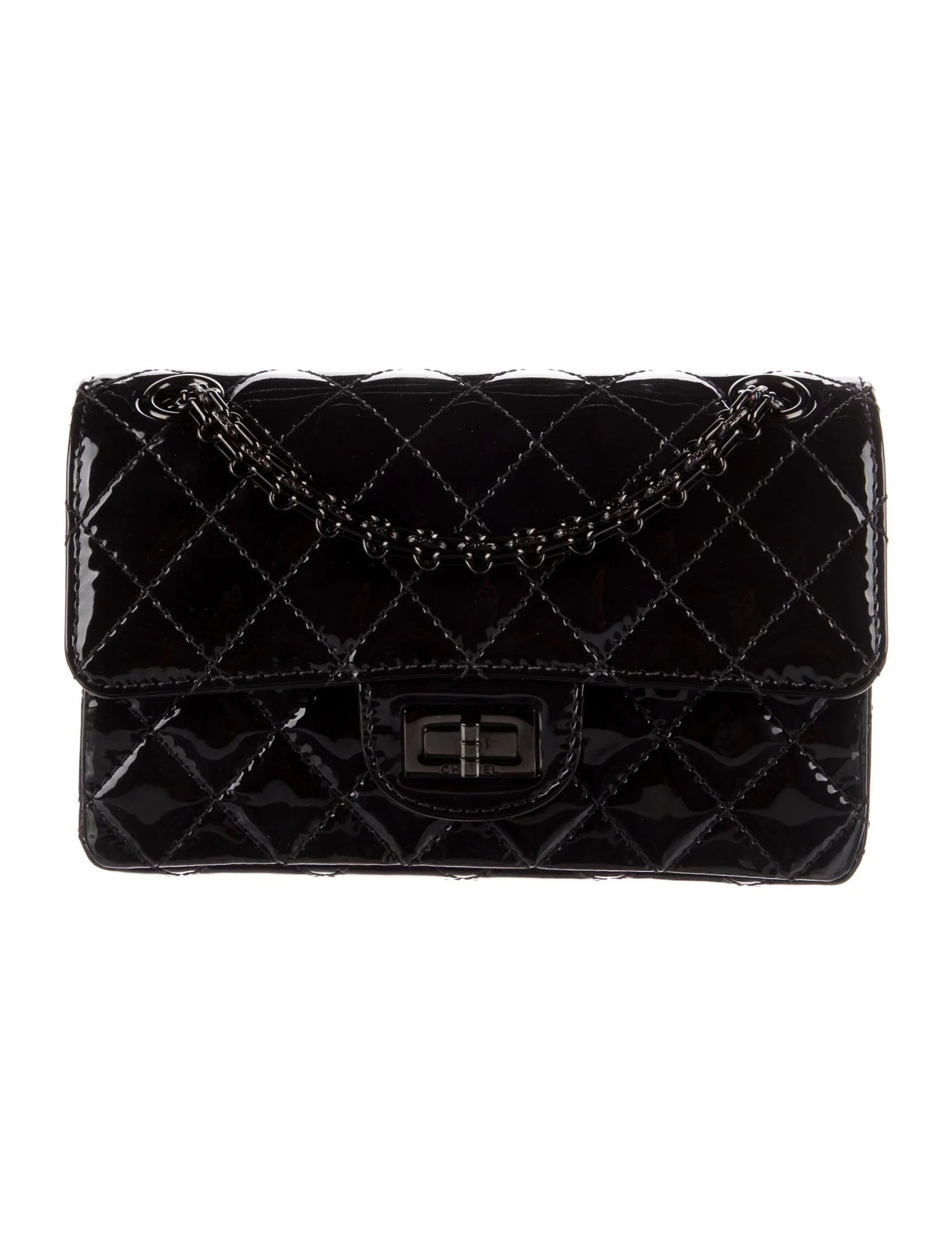 CHANEL QUILTED PATENT LEATHER REISSUE SO BLACK MINI FLAP BAG
