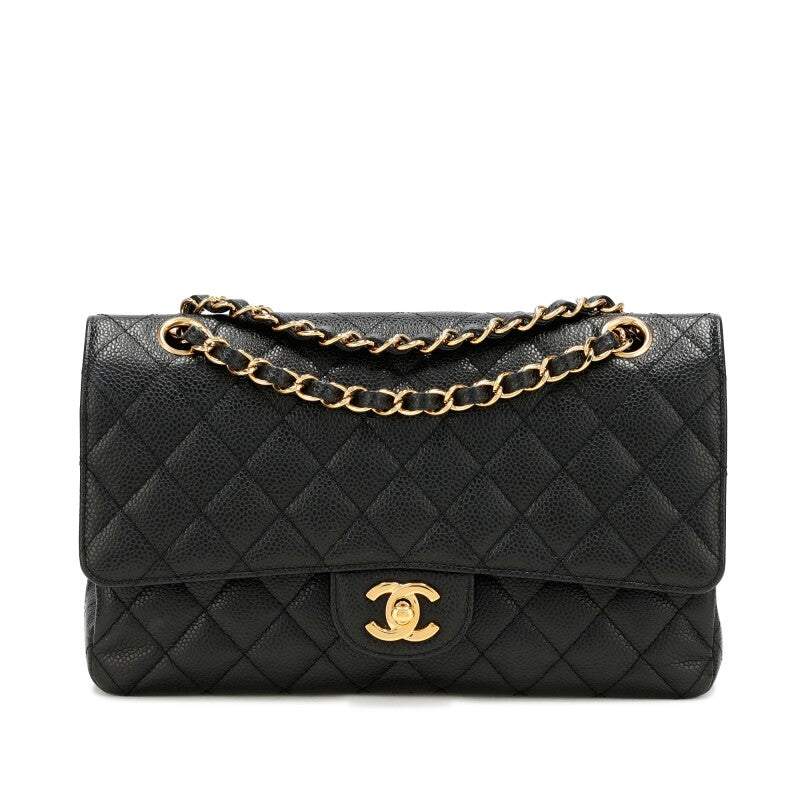 CHANEL QUILTED CAVIAR LEATHER  CLASSIC DOUBLE FLAP MEDIUM BAG