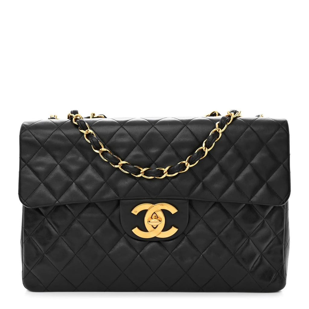 CHANEL CLASSIC QUILTED LAMBSKIN LEATHER JUMBO XL MAXI FLAP BAG