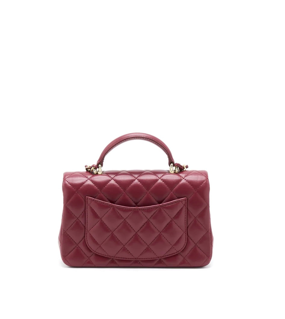 CHANEL QUILTED LAMBSKIN  RECTANGULAR MINI FLAP TOP HANDLE BAG