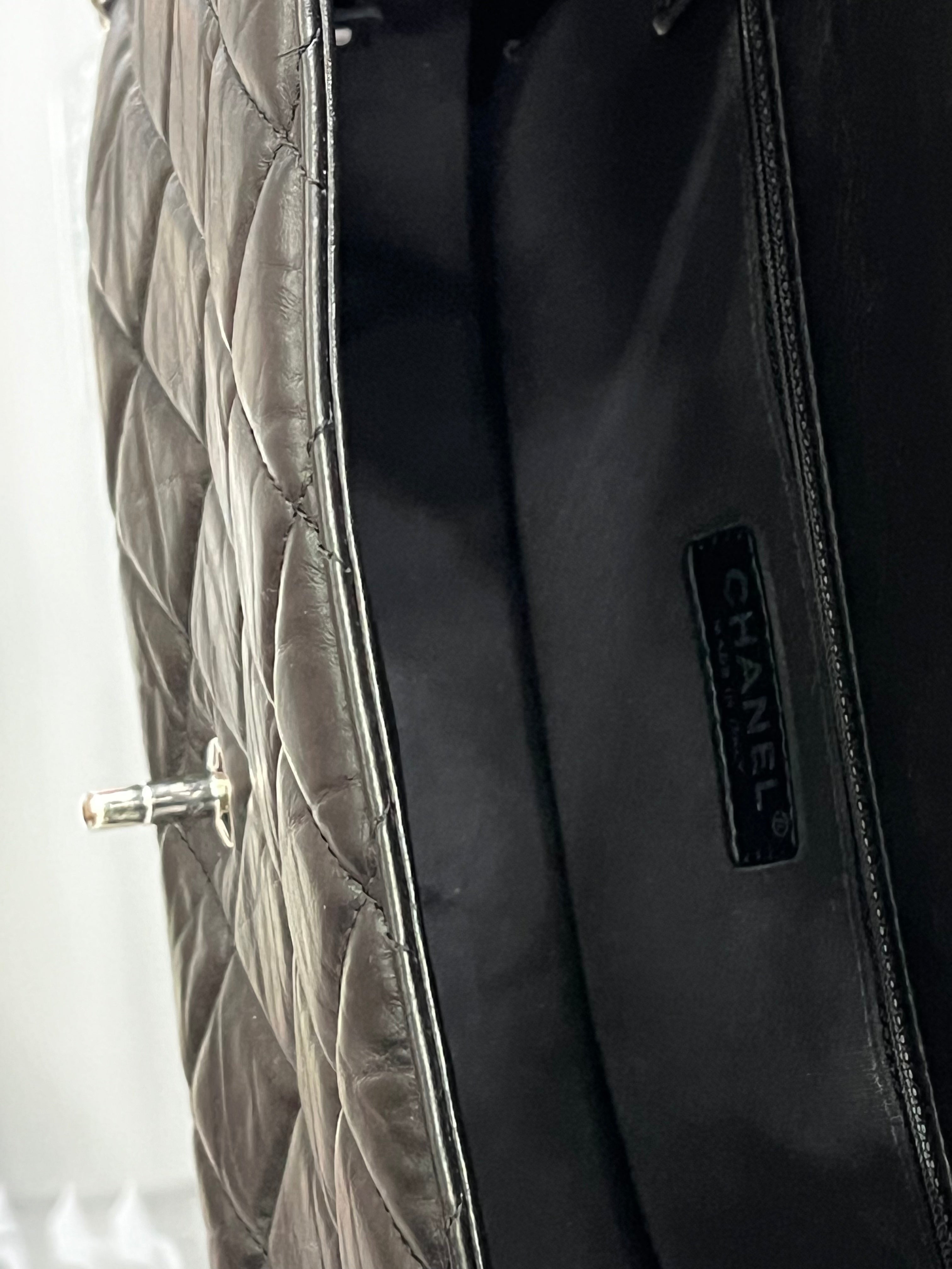 CHANEL QUILTED CRUMPLED LAMBSKIN RUNNING CHAIN FLAP JUMBO BAG