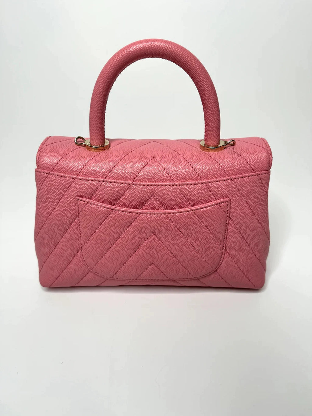 CHANEL CAVIAR CHEVRON QUILTED SMALL COCO HANDLE FLAP BAG