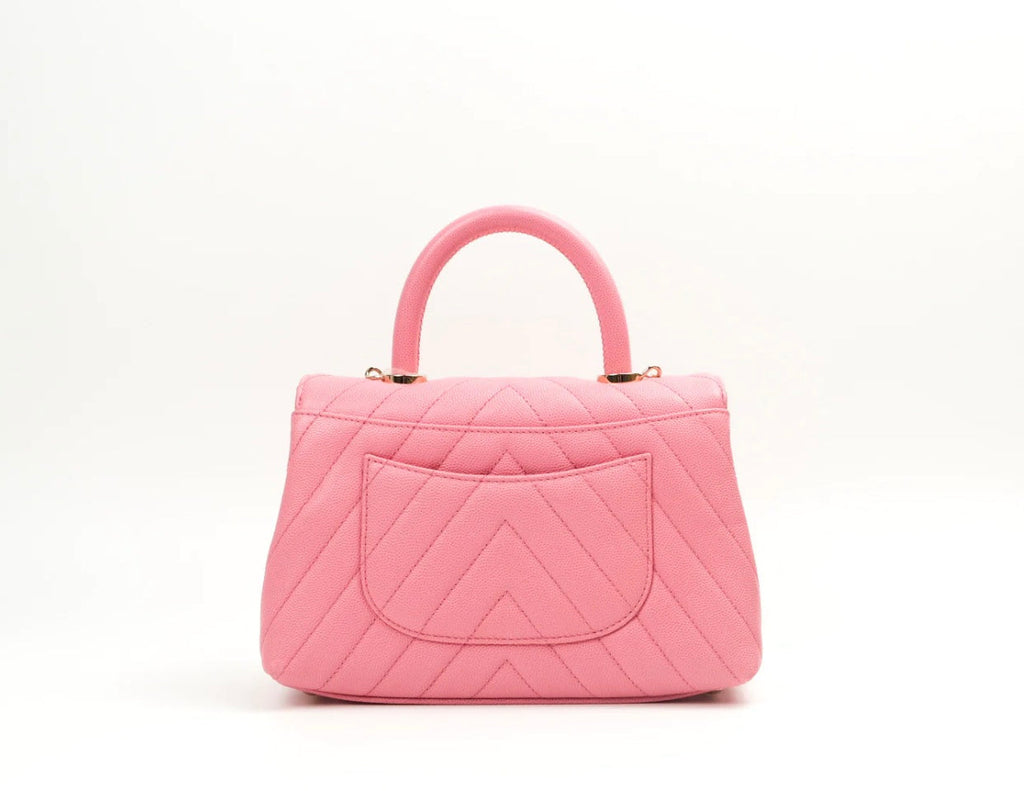 CHANEL CAVIAR CHEVRON QUILTED SMALL COCO HANDLE FLAP BAG