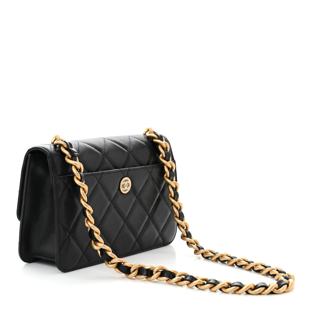 CHANEL SHINY CAVIAR QUILTED FLAP BAG