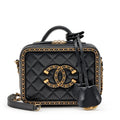CHANEL SMALL CHAIN AROUND FILIGREE VANITY CASE W/ STRAP