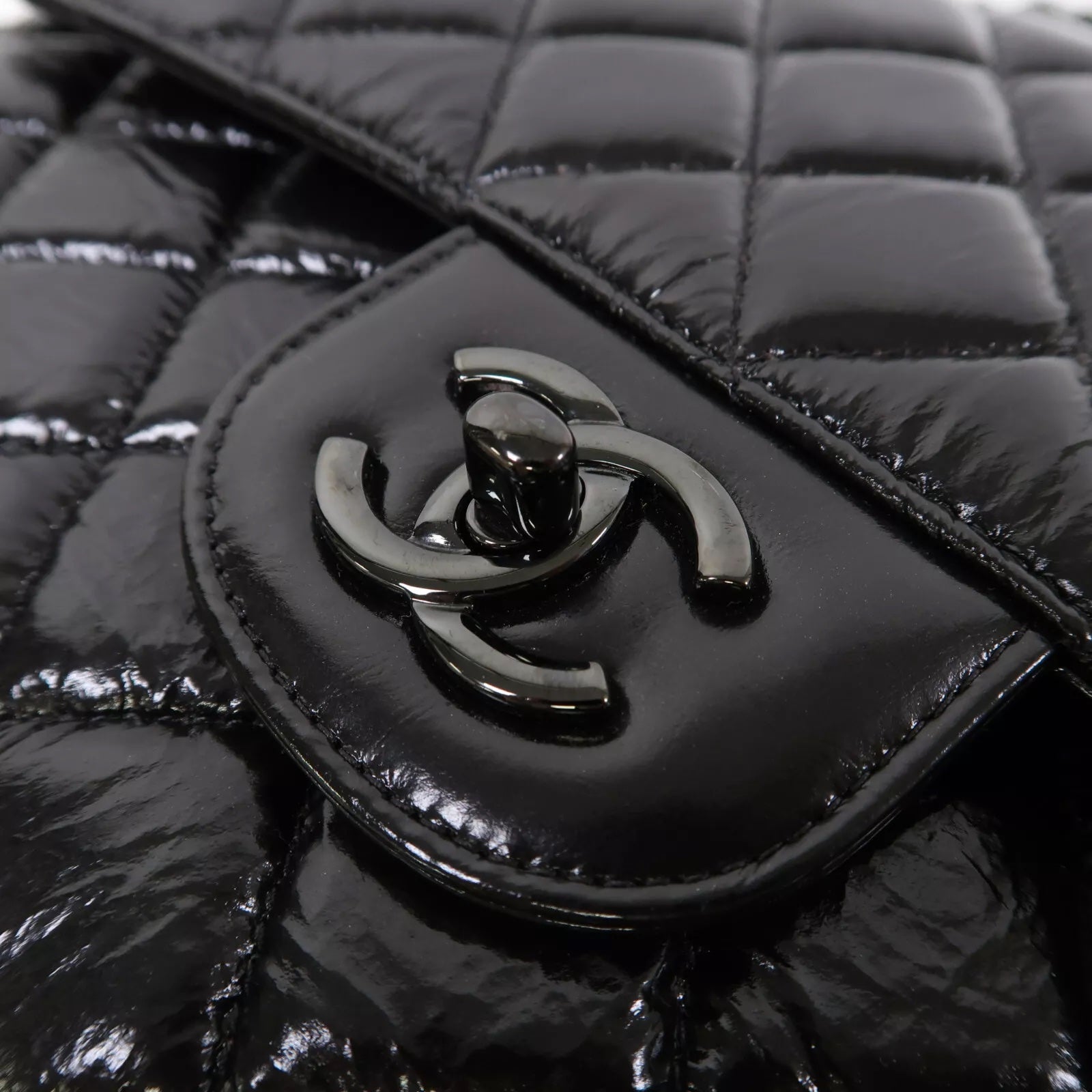 CHANEL SO BLACK QUILTED CRUMPLED CALFSKIN MEDIUM DOUBLE FLAP BAG