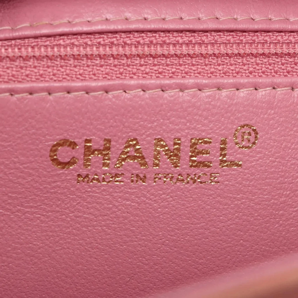 CHANEL SUEDE CHOCOLATE BAR TOP HANDLE FLAP BAG IN PINK
