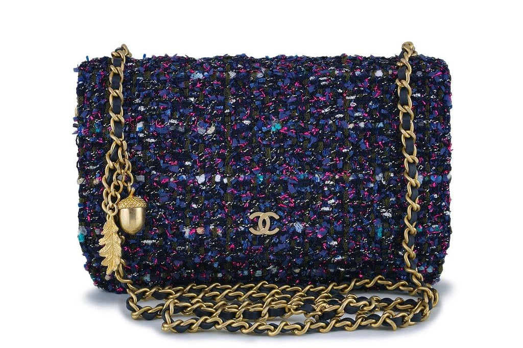 CHANEL TWEED CHARMS WALLET ON CHAIN
