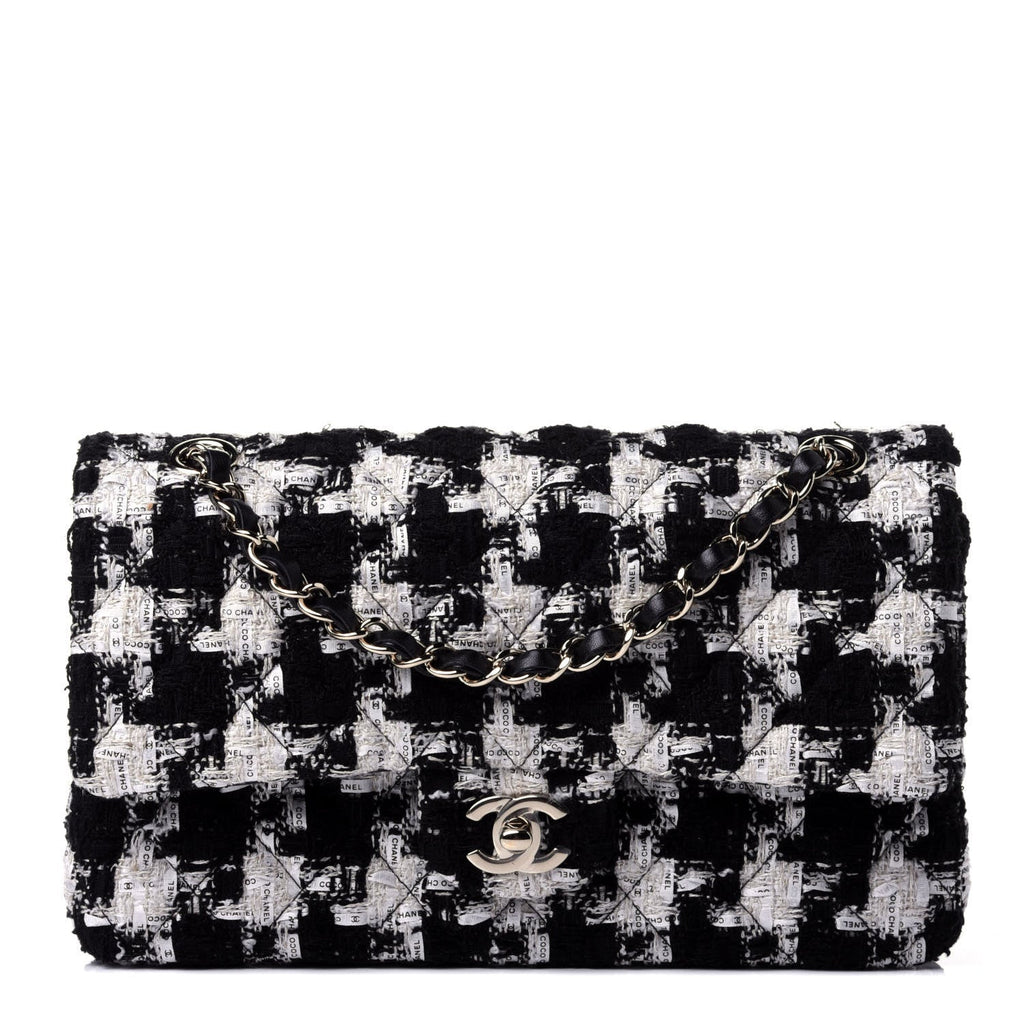 CHANEL QUILTED TWEED MEDIUM DOUBLE FLAP BAG