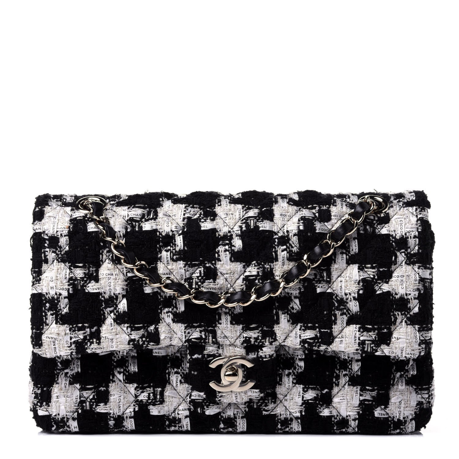 CHANEL QUILTED TWEED MEDIUM DOUBLE FLAP BAG