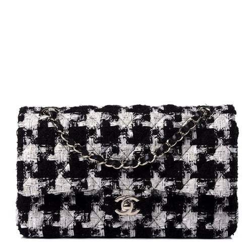 CHANEL QUILTED TWEED MEDIUM DOUBLE FLAP BAG