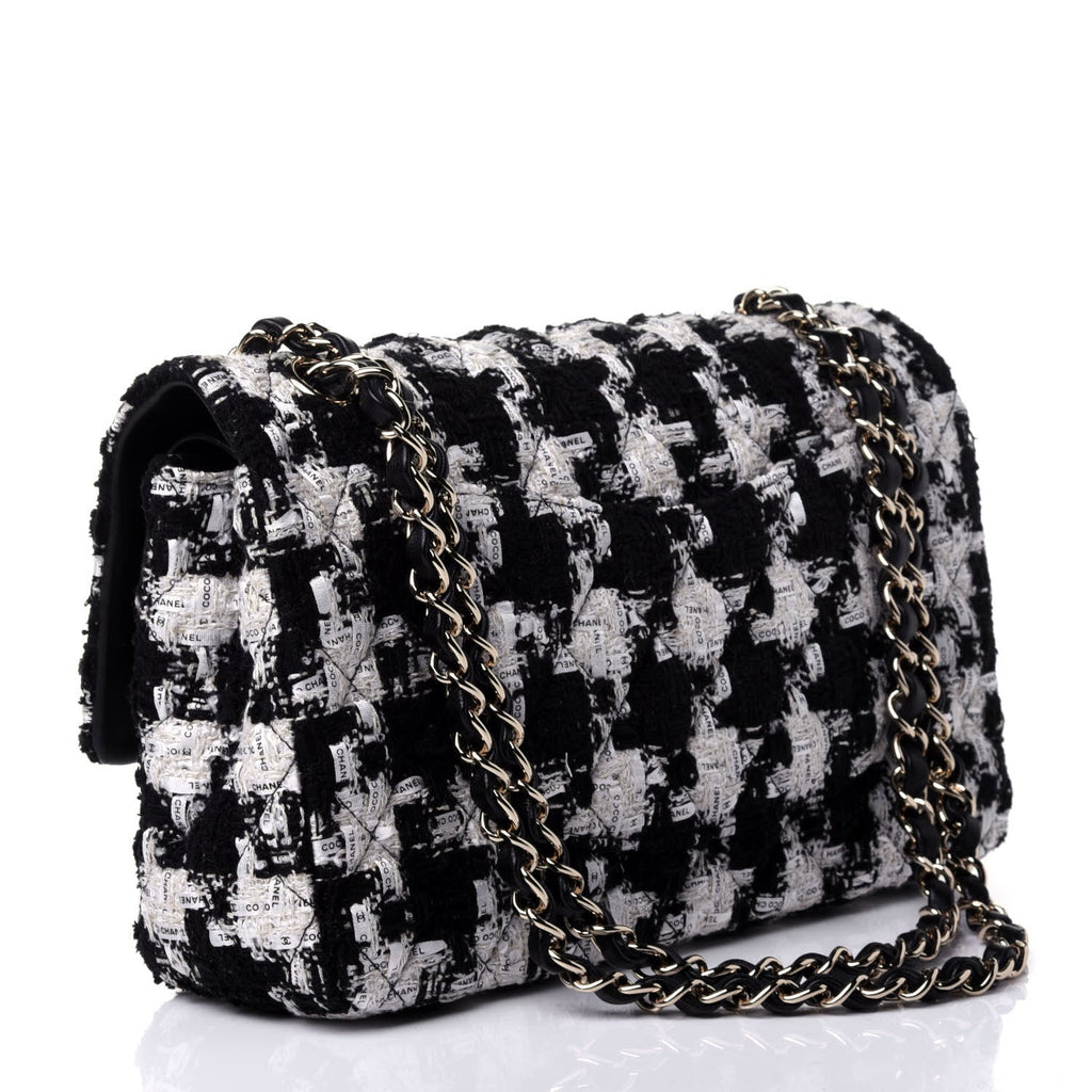 CHANEL QUILTED TWEED MEDIUM DOUBLE FLAP BAG