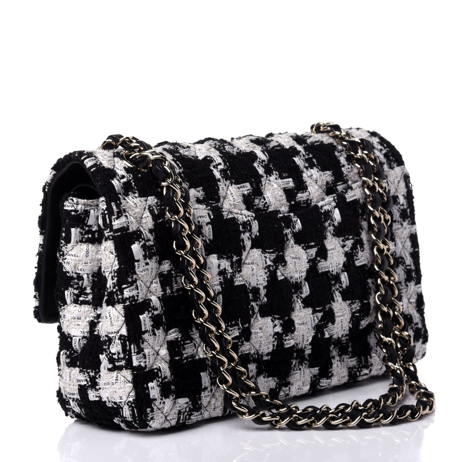 CHANEL QUILTED TWEED MEDIUM DOUBLE FLAP BAG