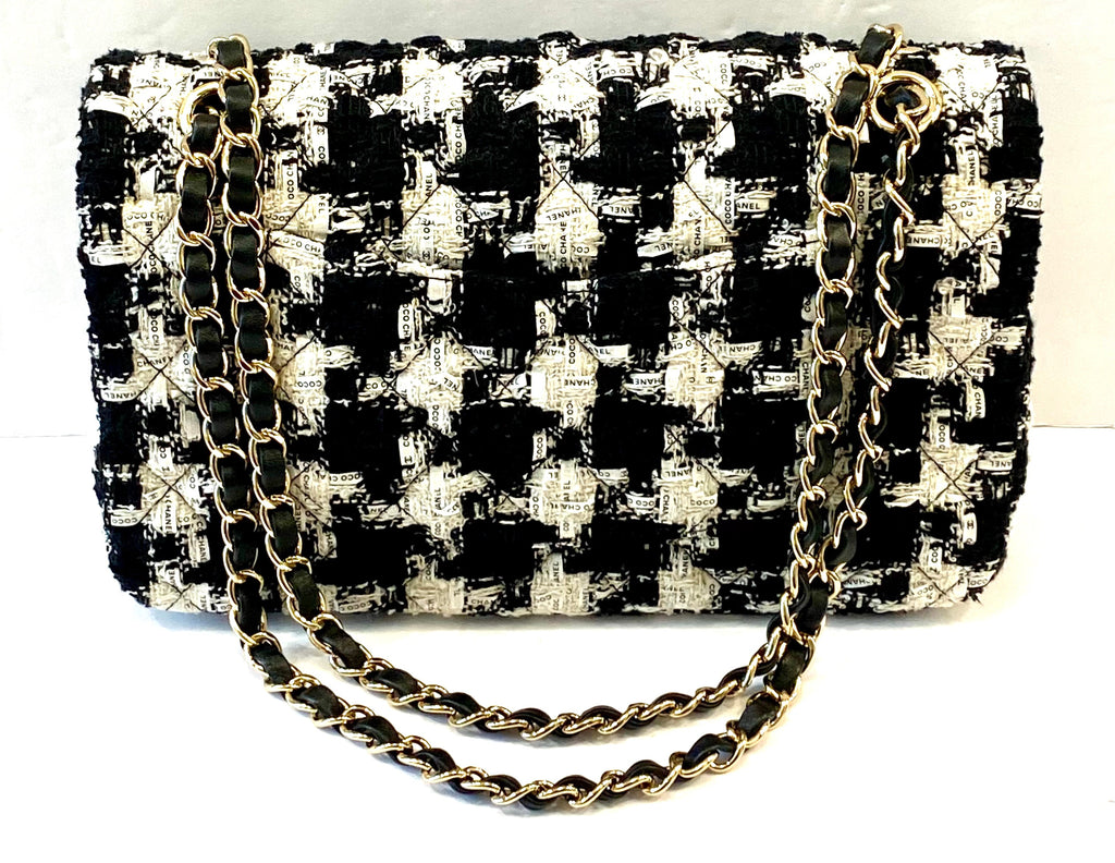 CHANEL QUILTED TWEED MEDIUM DOUBLE FLAP BAG