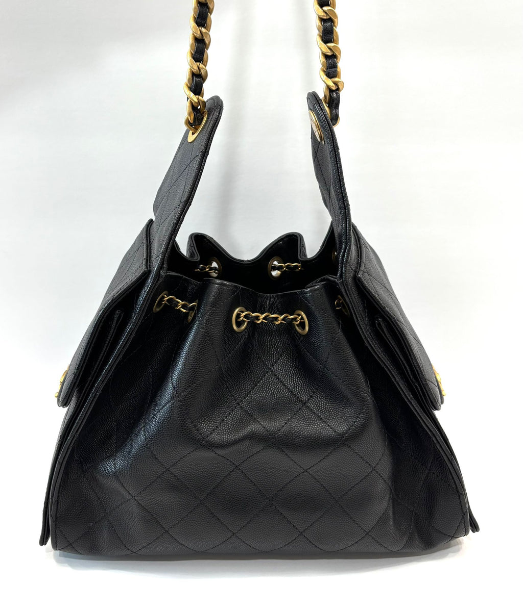 CHANEL 25 CAVIAR QUILTED CALFSKIN LEATHER SMALL HOBO BAG