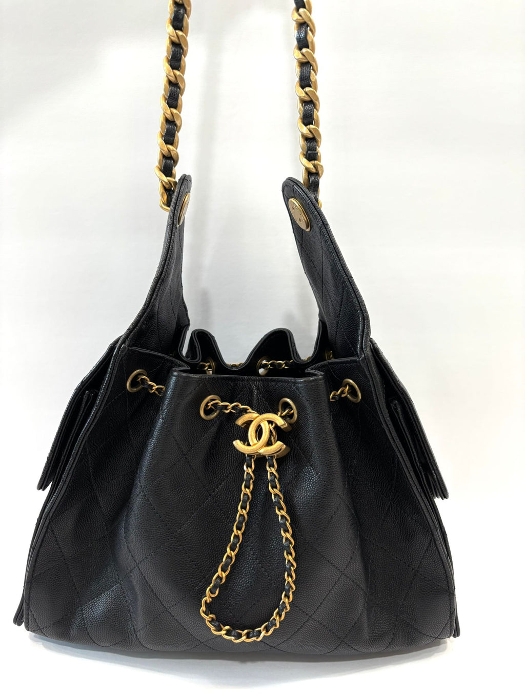 CHANEL 25 CAVIAR QUILTED CALFSKIN LEATHER SMALL HOBO BAG