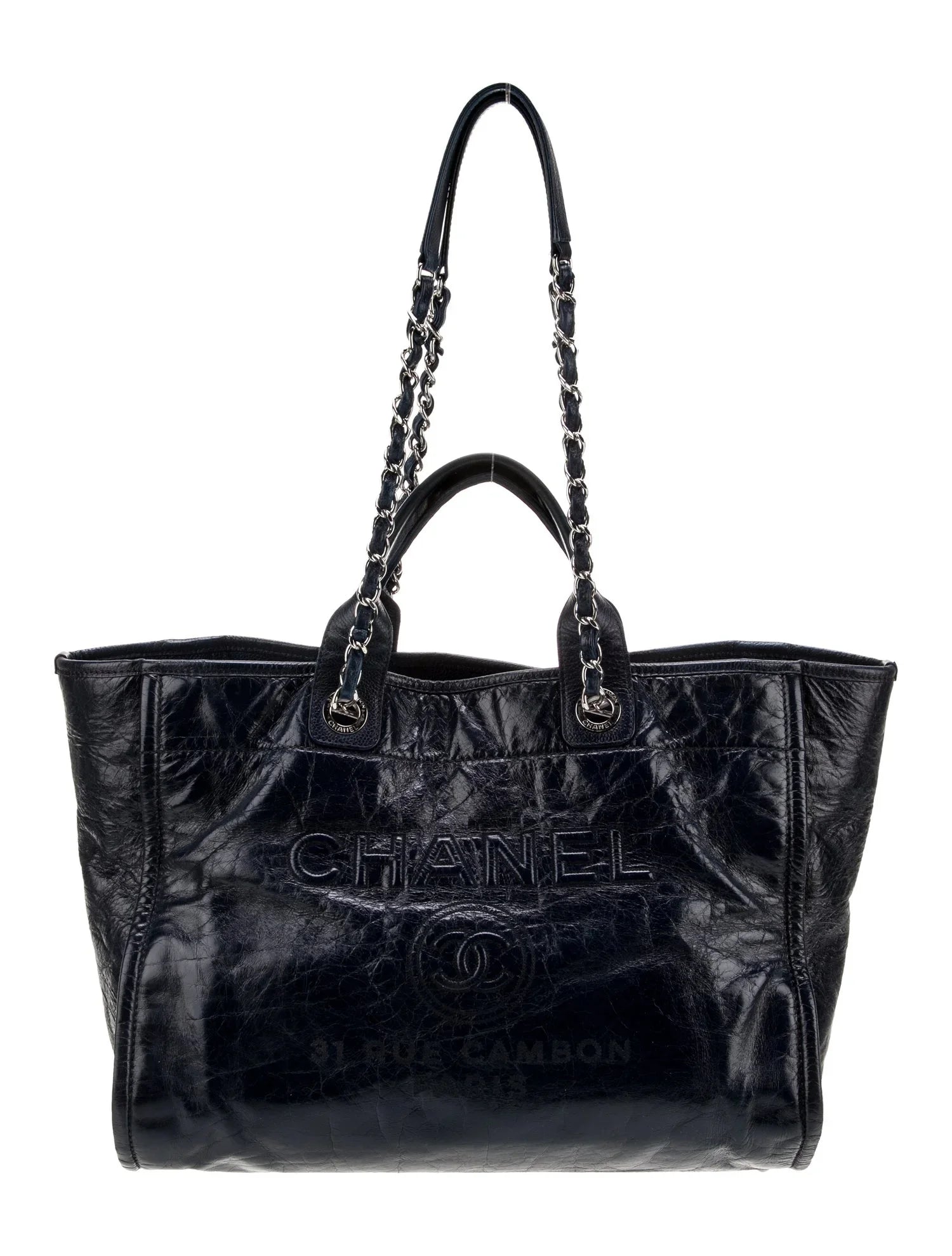 CHANEL 31 RUE CAMBON GLAZED CALFSKIN LEATHER DEAUVILLE TOTE
