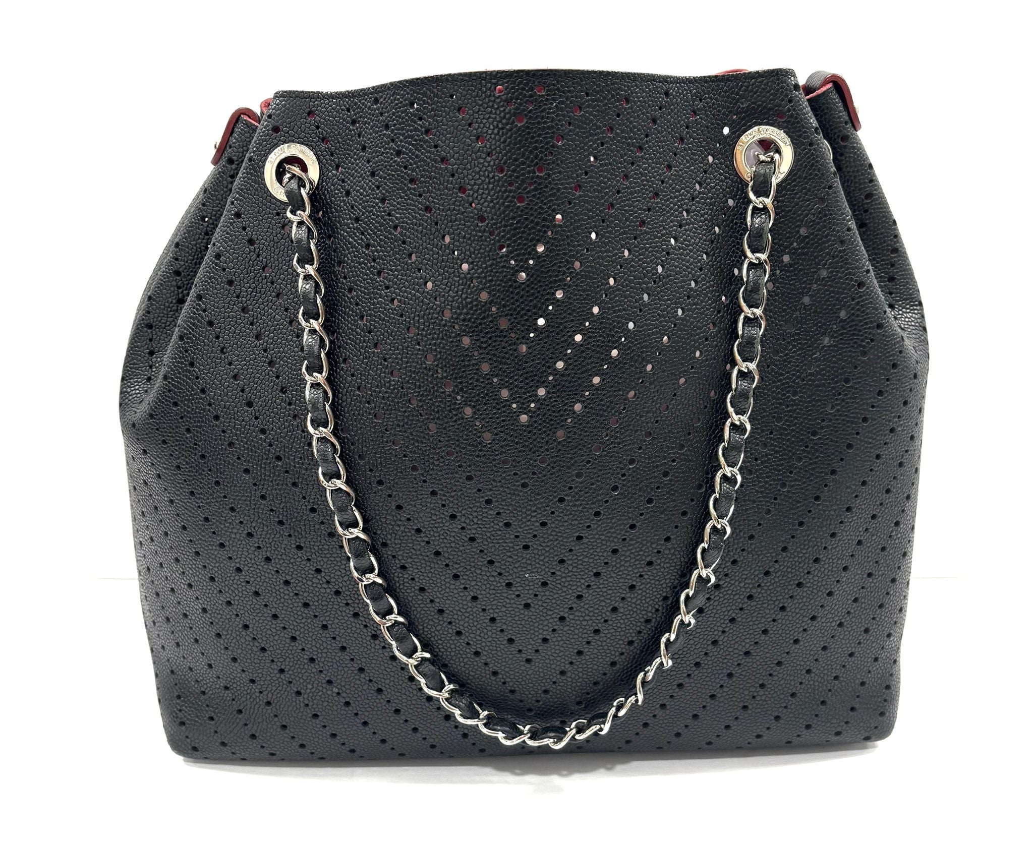 CHANEL PERFORATED GRAINED CALFSKIN LEATHER SHOPPING TOTE BAG