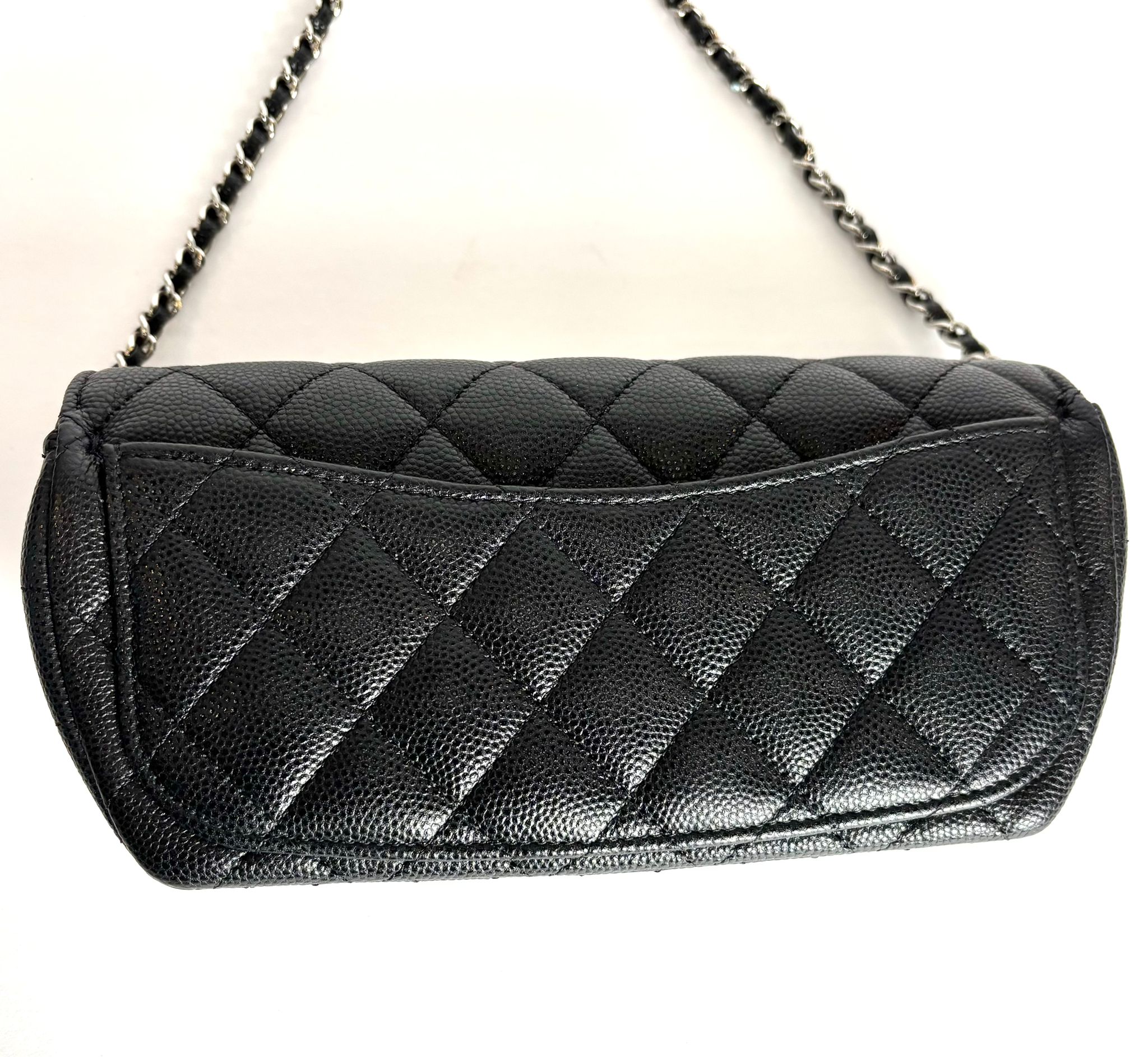 CHANEL QUILTED CAVIAR LEATHER GLASSES CHAIN CASE