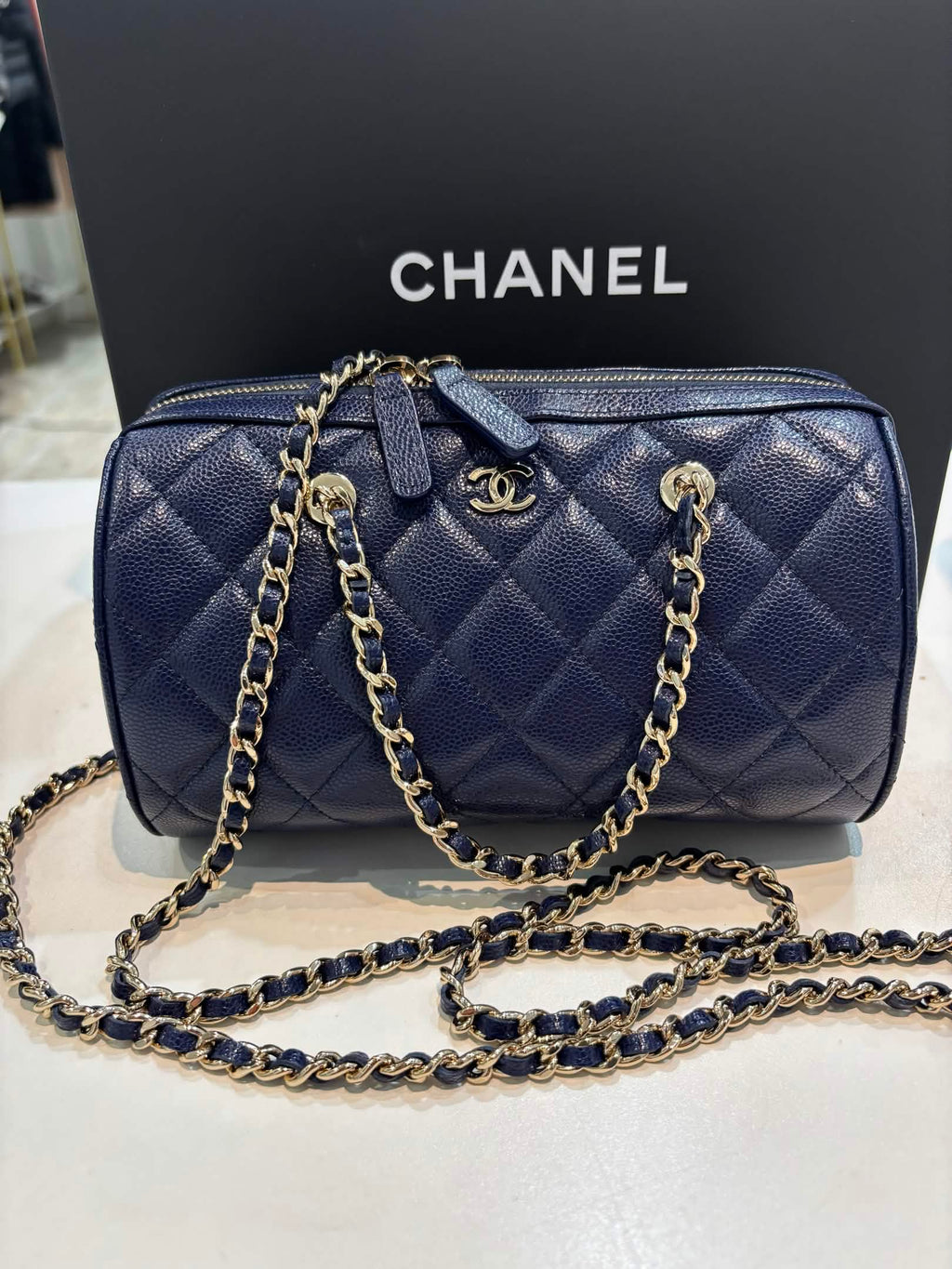 CHANEL MINI TIMELESS CLASSIC CAVIAR LEATHER BARREL BAG