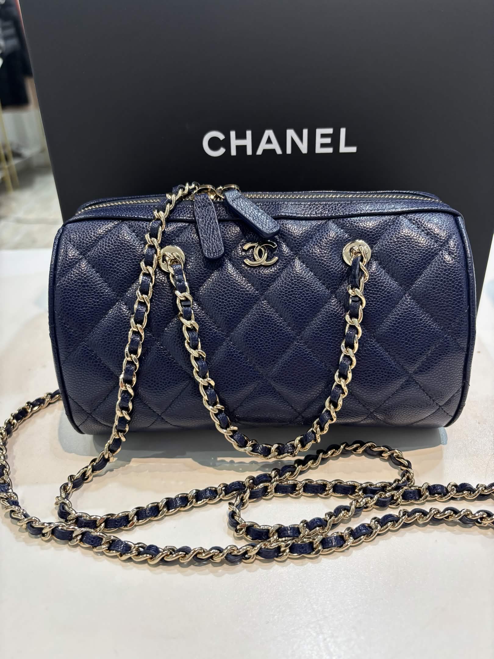 CHANEL MINI TIMELESS CLASSIC CAVIAR LEATHER BARREL BAG