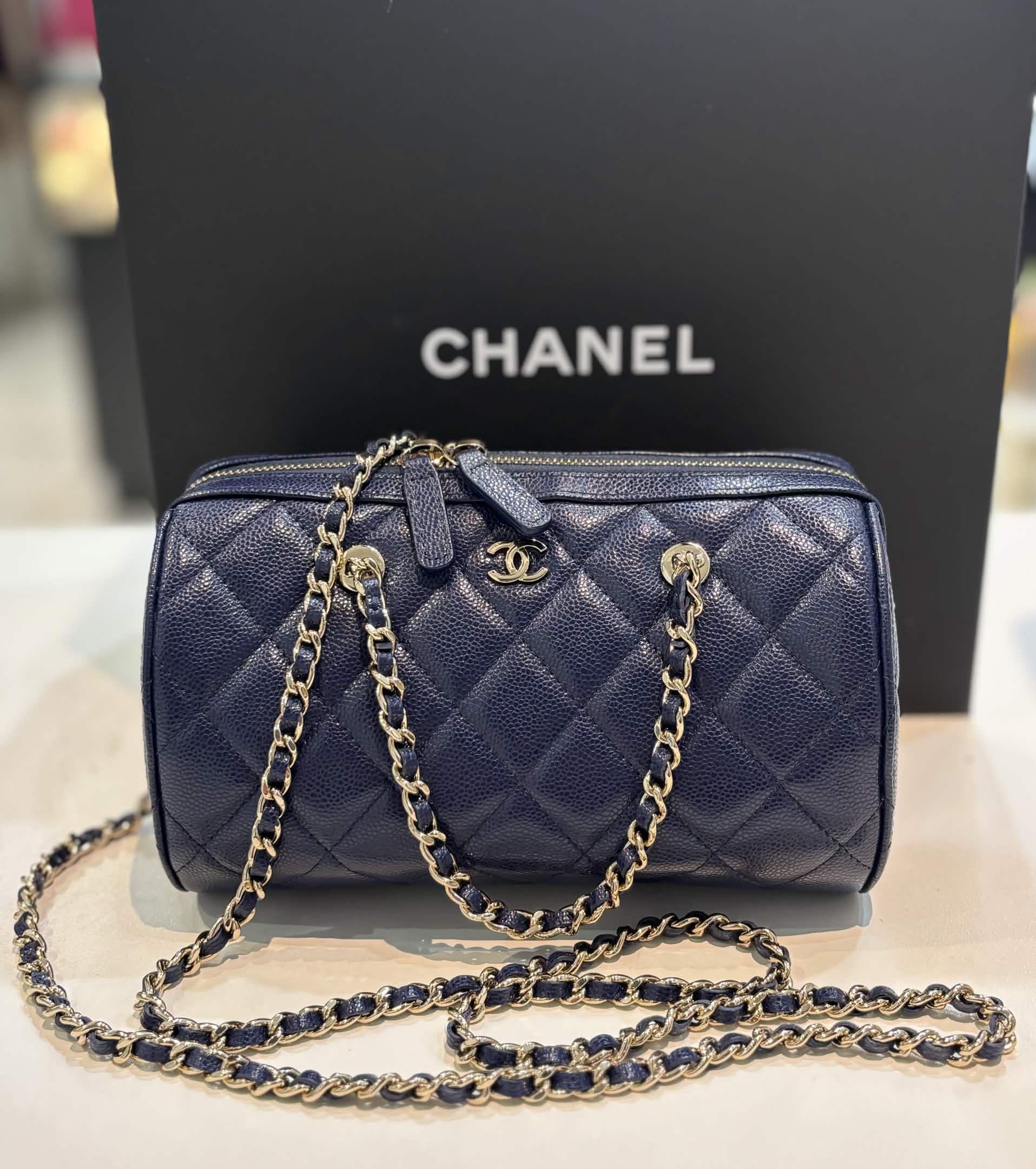 CHANEL MINI TIMELESS CLASSIC CAVIAR LEATHER BARREL BAG