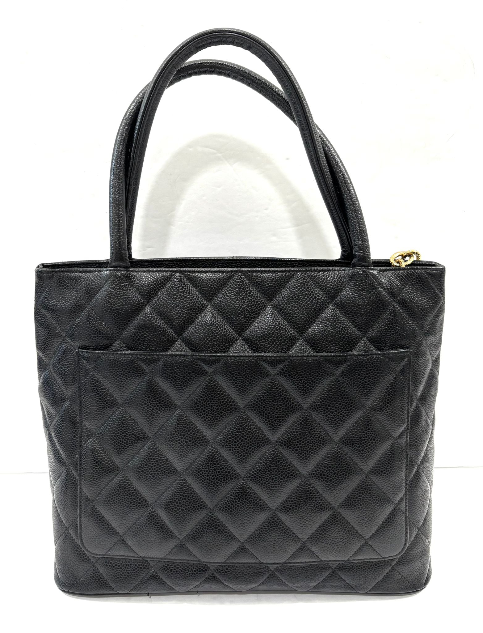 CHANEL CAVIAR QUILTED MEDALLION TOTE BAG