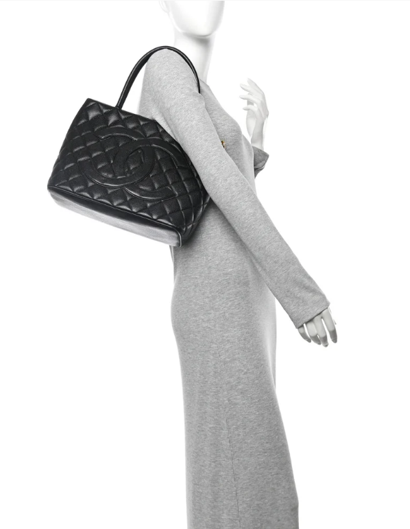CHANEL CAVIAR QUILTED MEDALLION TOTE BAG