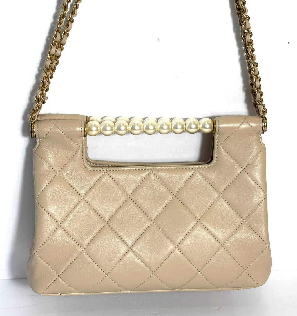 CHANEL CC GHW 25 PEARL HANDLE SHOPPING BAG