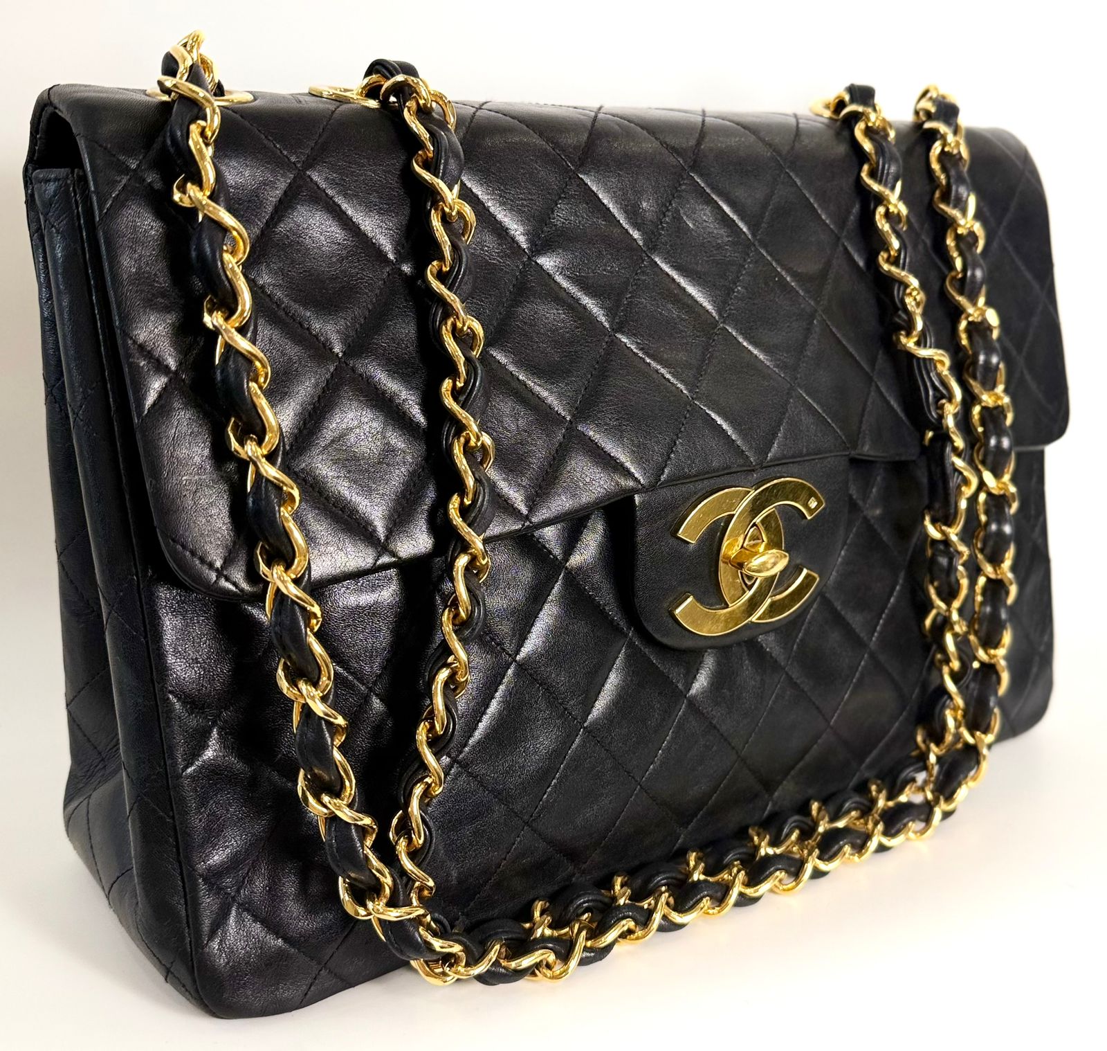 CHANEL CLASSIC QUILTED LAMBSKIN LEATHER JUMBO XL MAXI FLAP BAG