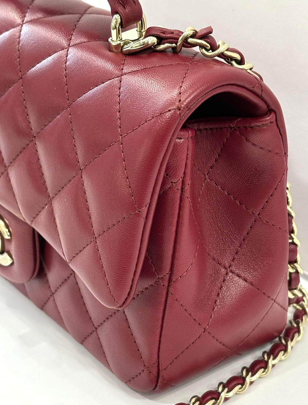 CHANEL QUILTED LAMBSKIN  RECTANGULAR MINI FLAP TOP HANDLE BAG