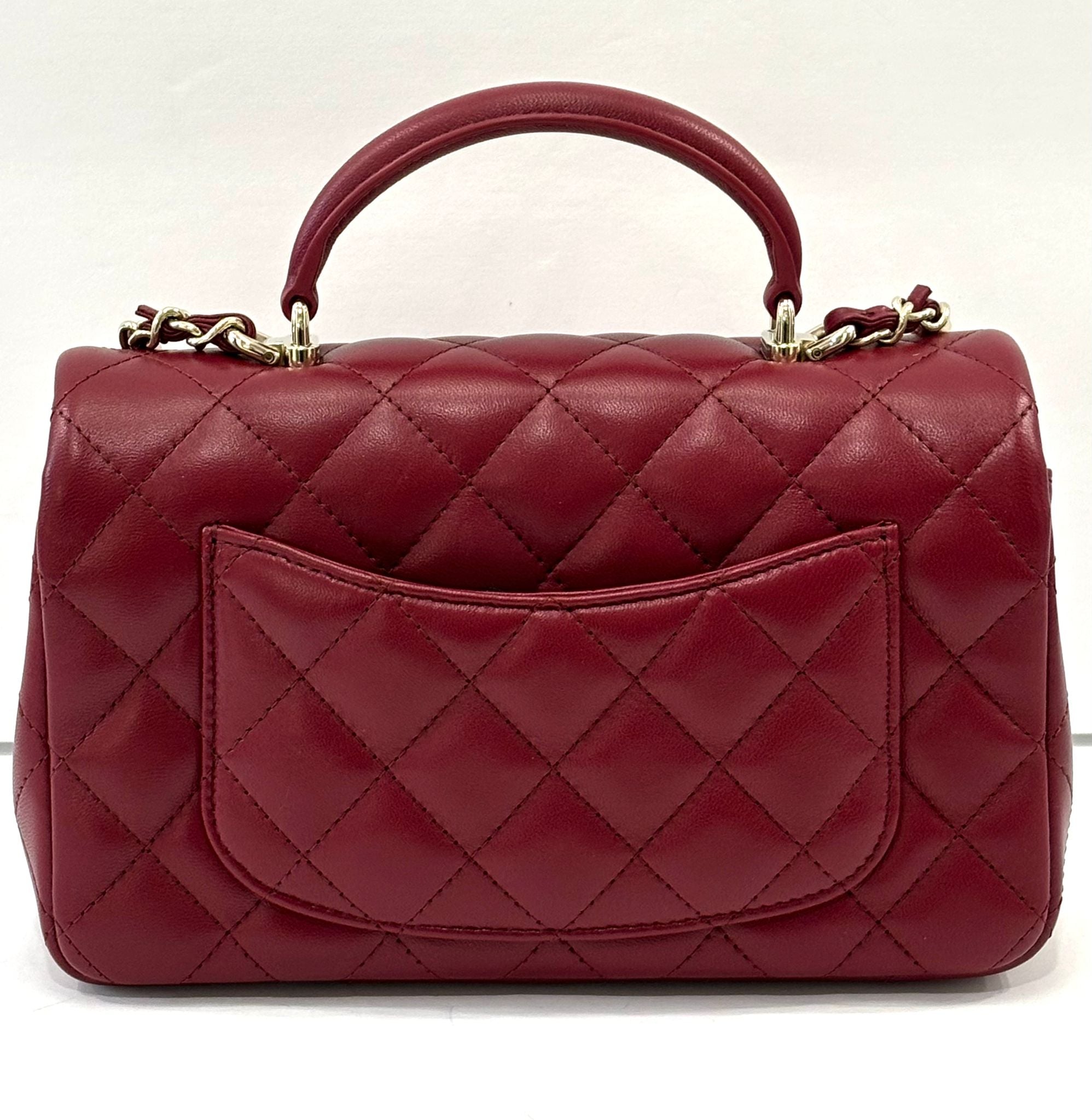 CHANEL QUILTED LAMBSKIN  RECTANGULAR MINI FLAP TOP HANDLE BAG