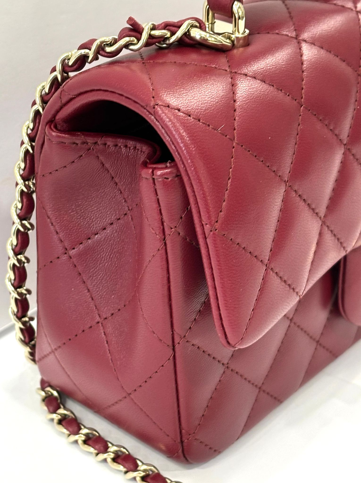 CHANEL QUILTED LAMBSKIN  RECTANGULAR MINI FLAP TOP HANDLE BAG