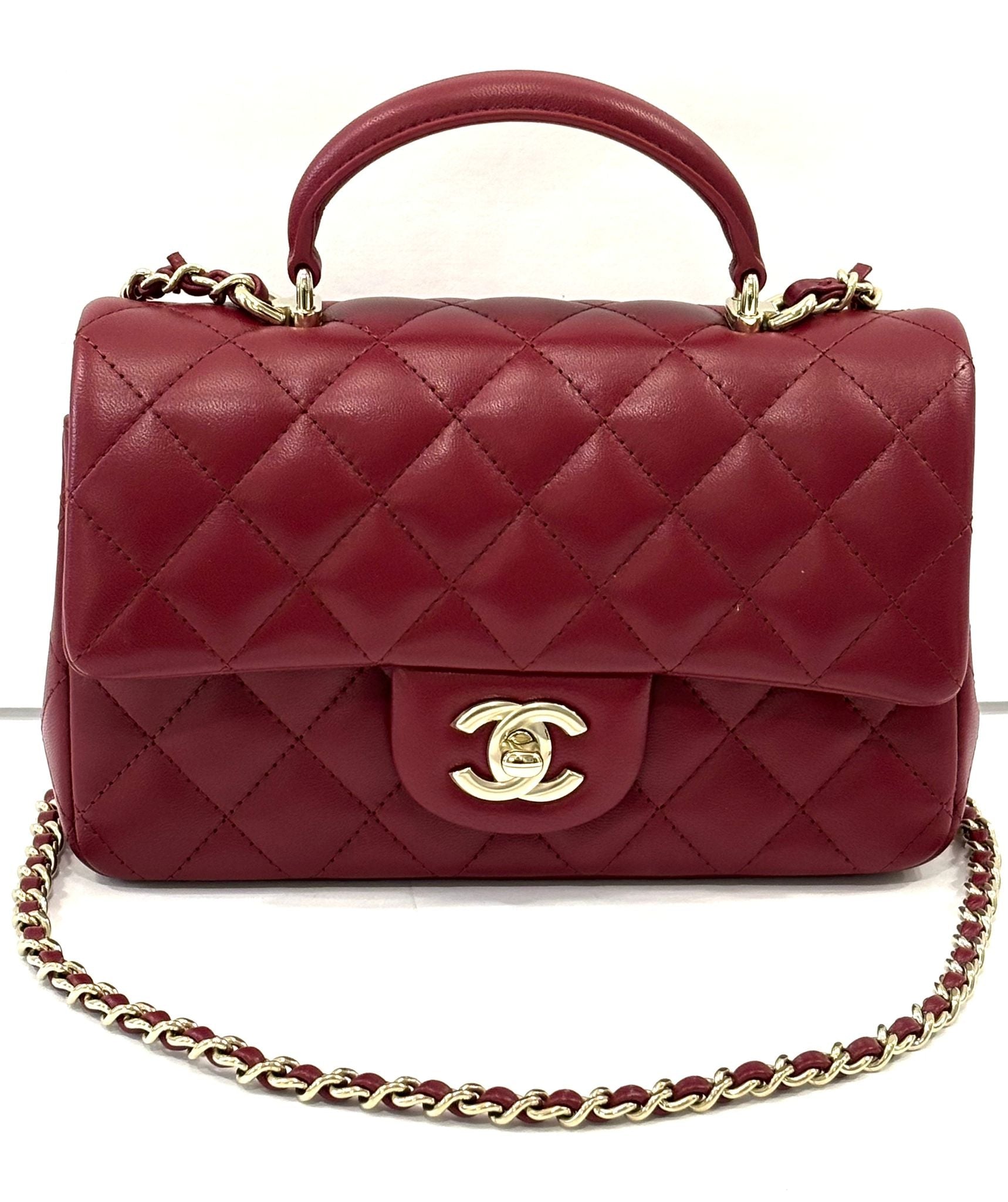 CHANEL QUILTED LAMBSKIN  RECTANGULAR MINI FLAP TOP HANDLE BAG