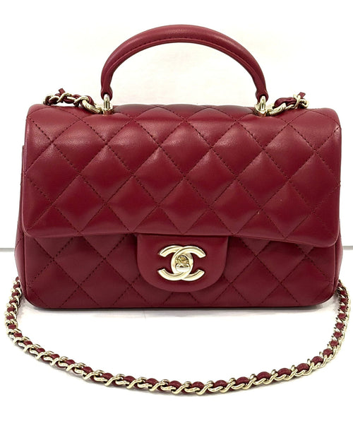 CHANEL QUILTED LAMBSKIN  RECTANGULAR MINI FLAP TOP HANDLE BAG