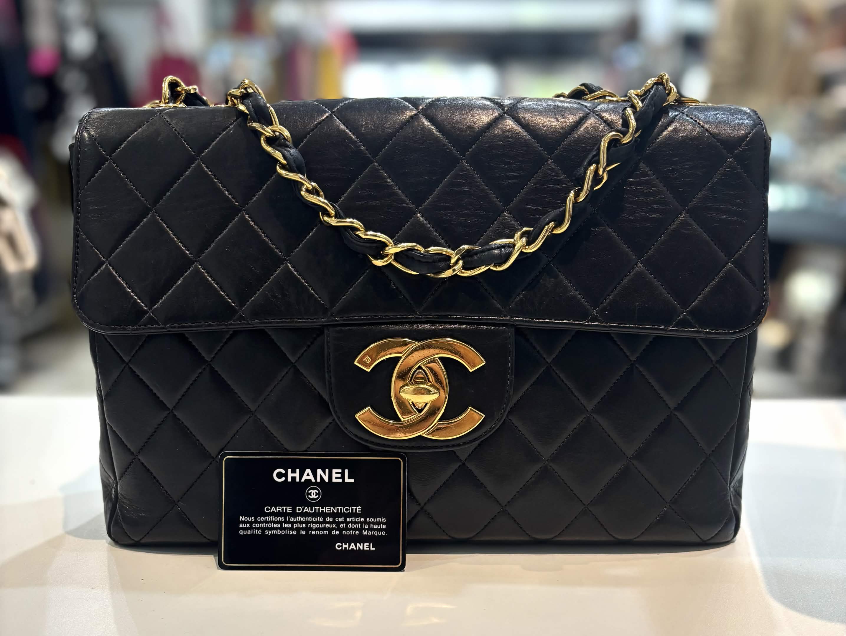 CHANEL QUILTED LAMBSKIN CLASSIC MAXI FLAP BAG