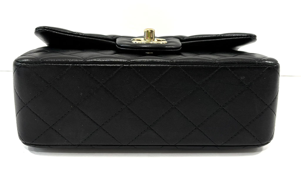 CHANEL LAMBSKIN QUILTED MINI TOP HANDLE FLAP BAG