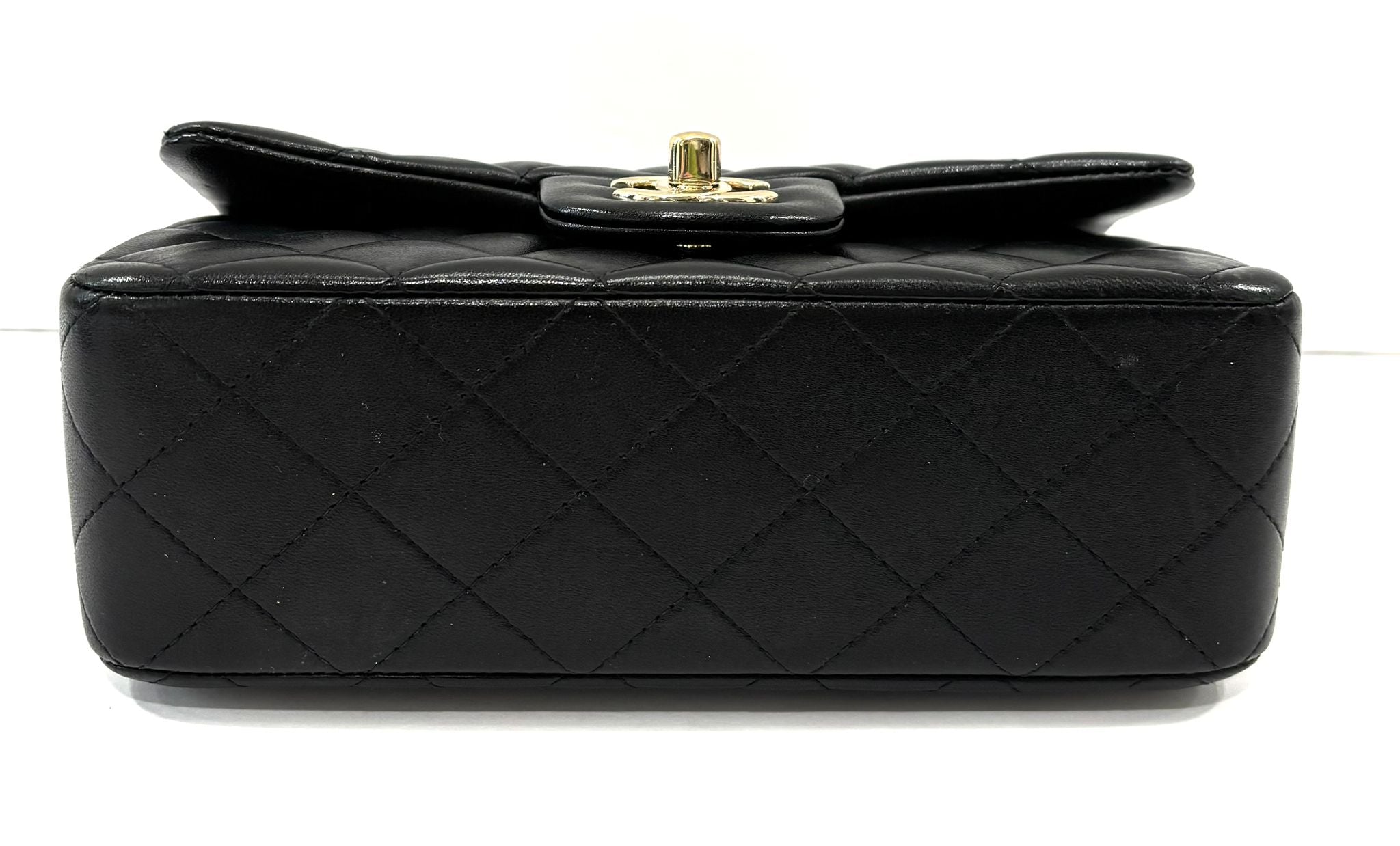 CHANEL LAMBSKIN QUILTED MINI TOP HANDLE FLAP BAG