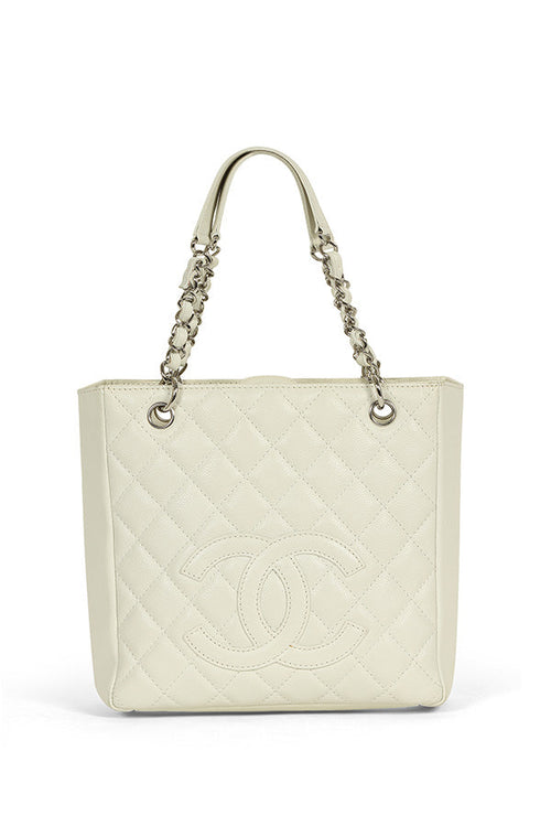 CHANEL COCO MARK QUILTED LAMBSKIN CHAIN TOTE BAG