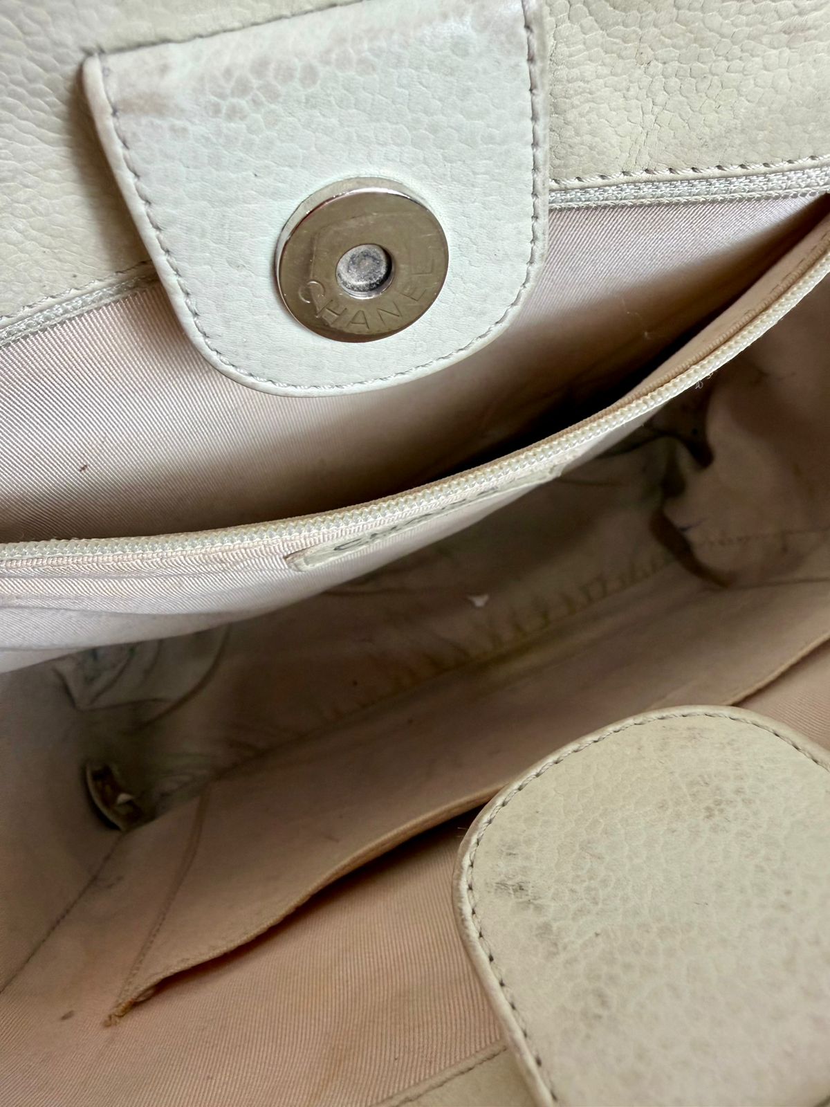 CHANEL COCO MARK QUILTED LAMBSKIN CHAIN TOTE BAG