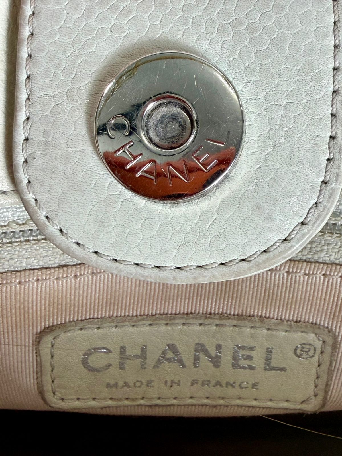 CHANEL COCO MARK QUILTED LAMBSKIN CHAIN TOTE BAG